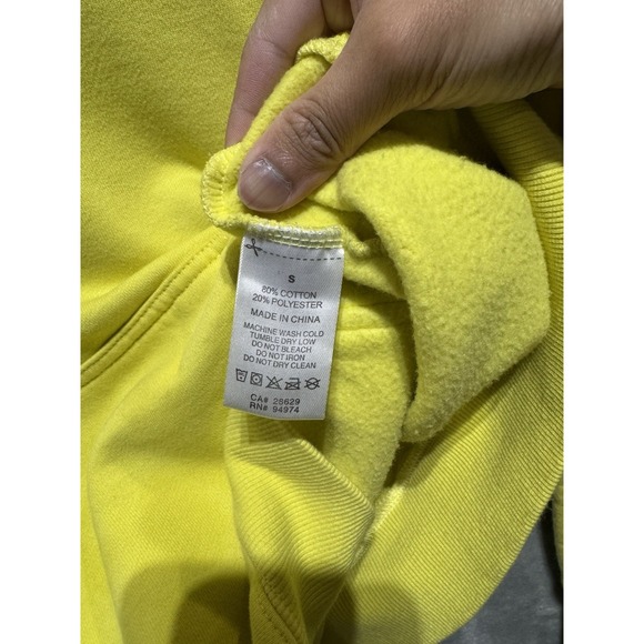Stussy Sport Hoodie Small‎ Yellow Pullover Sweatshirt Bold Logo Streetwear - Picture 9 of 10